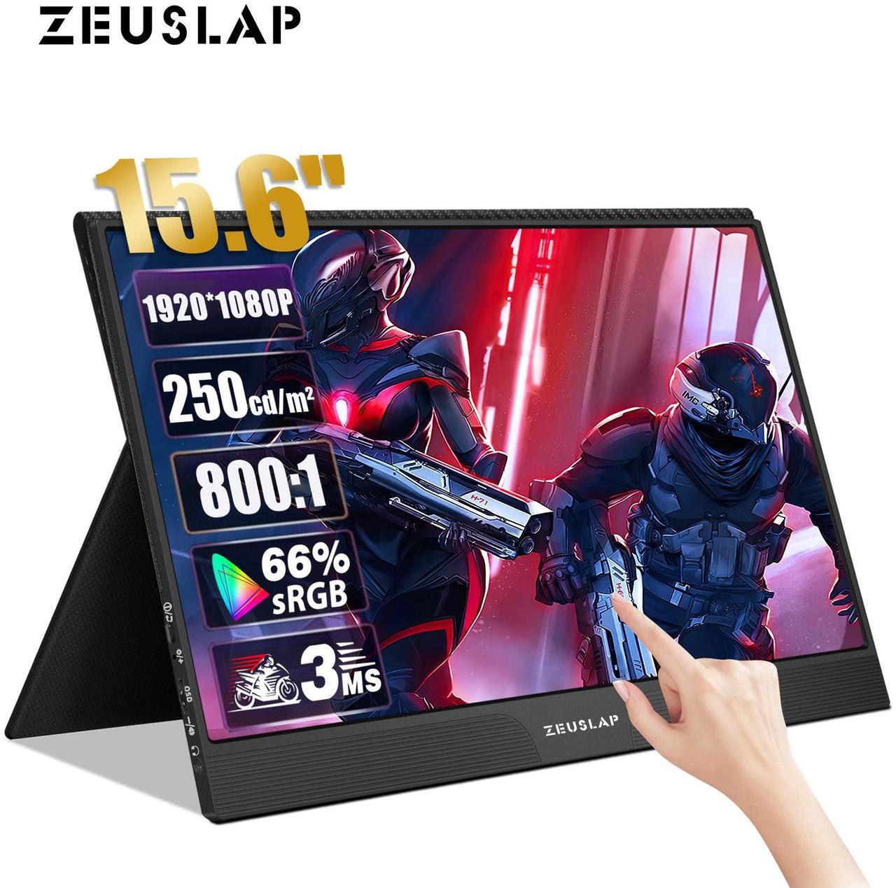 Main image of ZEUSLAP Z15ST 15.6Inch Touchscreen Portable Monitor, 1920x1080 60hz Full HD IPS Screen Computer Gaming Monitor with HDMI-compatible +USB-C Ports for Laptop, Smartphone ect.