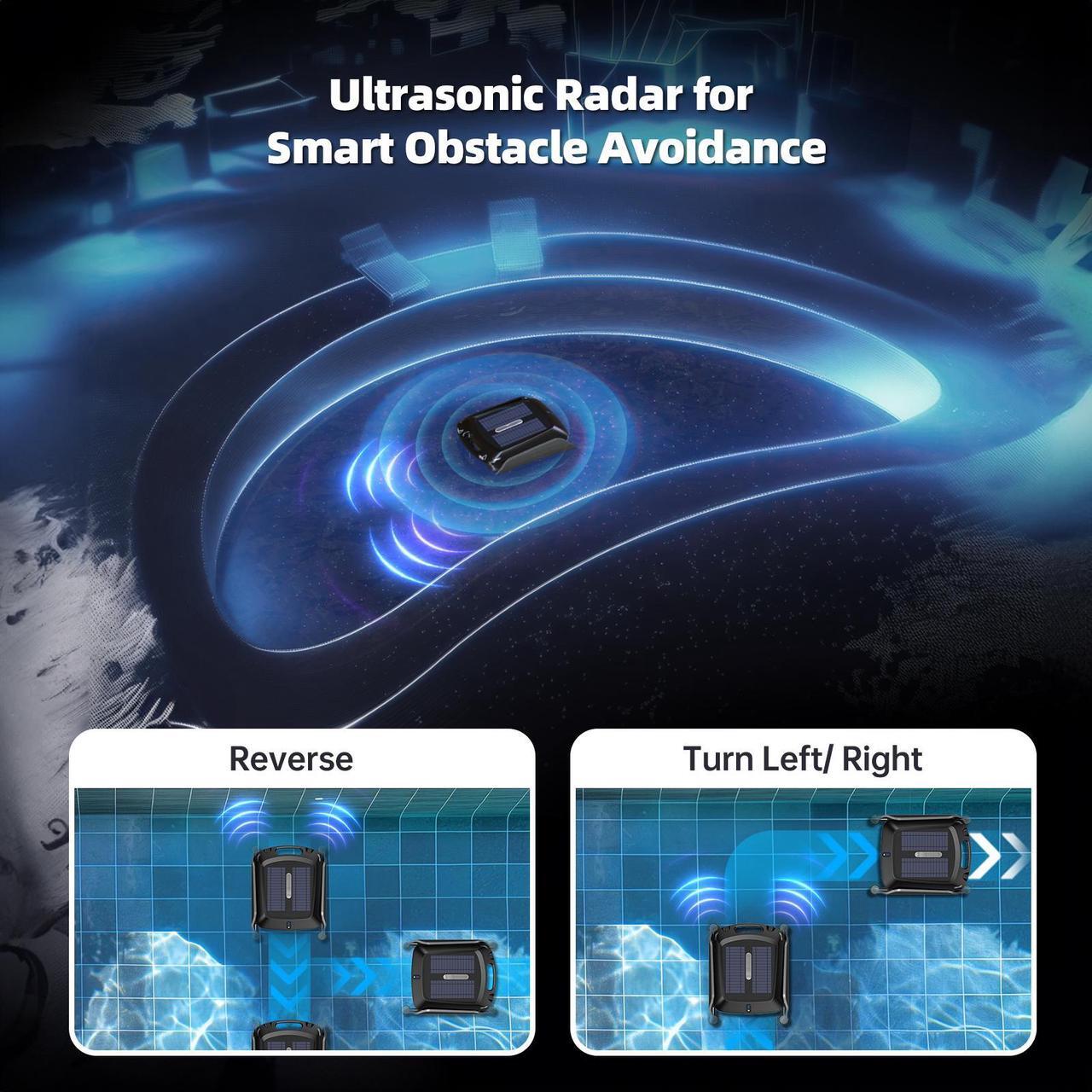 Alt view image 7 of 7 - Solar Pool Skimmer Robot: SR5 PRO Automatic Pool Surface Skimmer with Solar Powered 24/7 Continuous Cleaning Robotic Pool Skimmer, Two Speed Modes, Dual Charging, Black