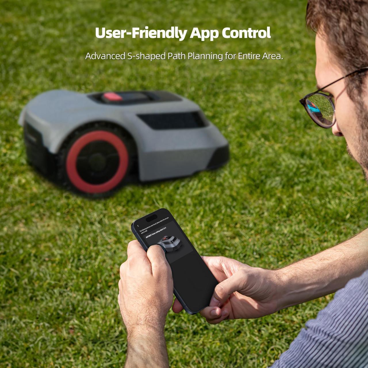 Alt view image 3 of 7 - SMONET Robotic Lawn Mower Robot - Automatic Lawn Mower Robot with Smart APP Control, Path Planning, Collision Avoidance, Breakpoint Detection - Covers up to 1/4 Acre (10890 sq ft)