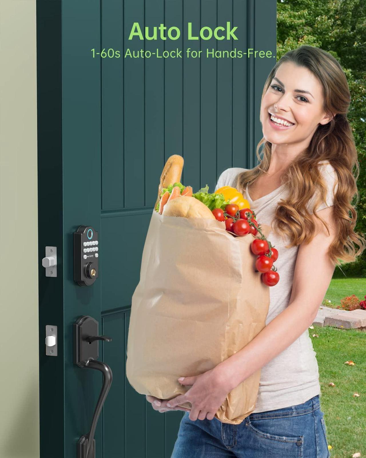 Alt view image 5 of 7 - Fingerprint Door Lock - Keyless Entry Door Lock with Keypads - Smart Deadbolt Biometric Digital Electronic Door Lock - Smart Door Lock Front Door - Anti-Peeping Code - Easy Installation - Matte Black