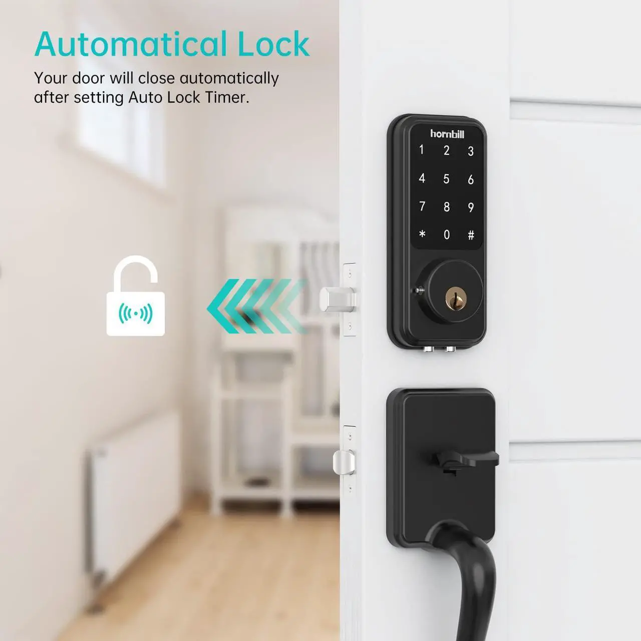 Alt view image 7 of 7 - Smart Lock Keyless Entry Deadbolt Door Locks,Hornbill Smart Lock Front Door,Digital Electronic Bluetooth Deadbolt Door Lock Works with APP,Code Auto Lock for Hotel Airbnb Home(Not included G2 Gateway)