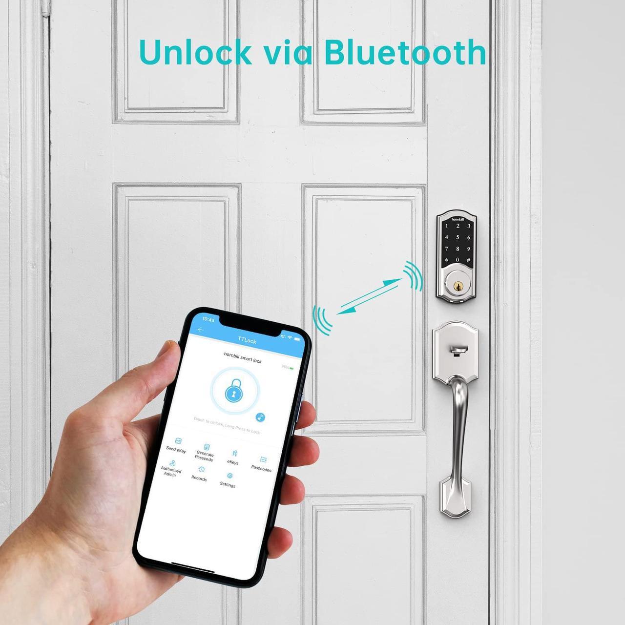 Alt view image 8 of 7 - WiFi Smart Locks Deadbolt with Keypad, Hornbill Keyless Entry Digital Front Door Lock with Gateway Hub, Bluetooth Electronic Touchscreen Auto Code Lock Work with Alexa,Free App Control for Home Office