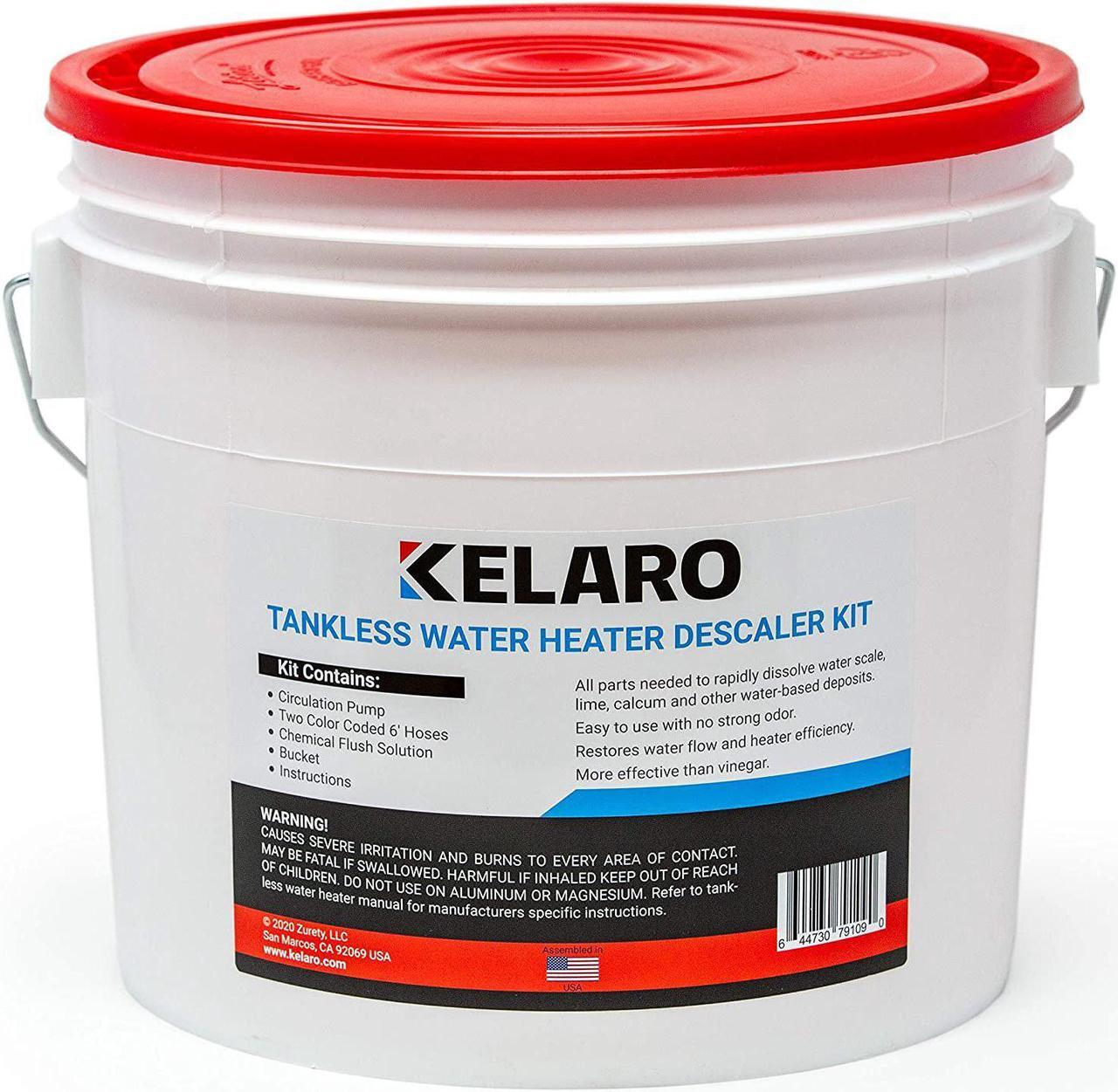Alt view image 5 of 7 - Kelaro Tankless Water Heater Flushing Kit with Flow-Aide Biodegradable Descaler