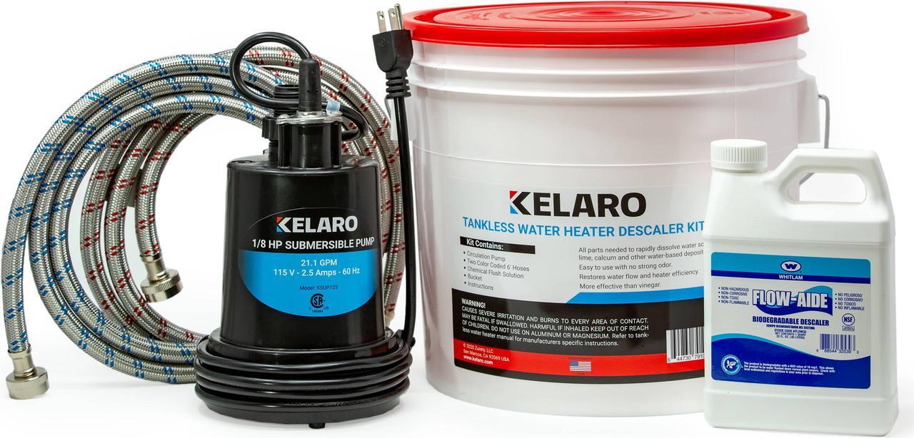 Alt view image 7 of 7 - Kelaro Tankless Water Heater Flushing Kit with Flow-Aide Biodegradable Descaler