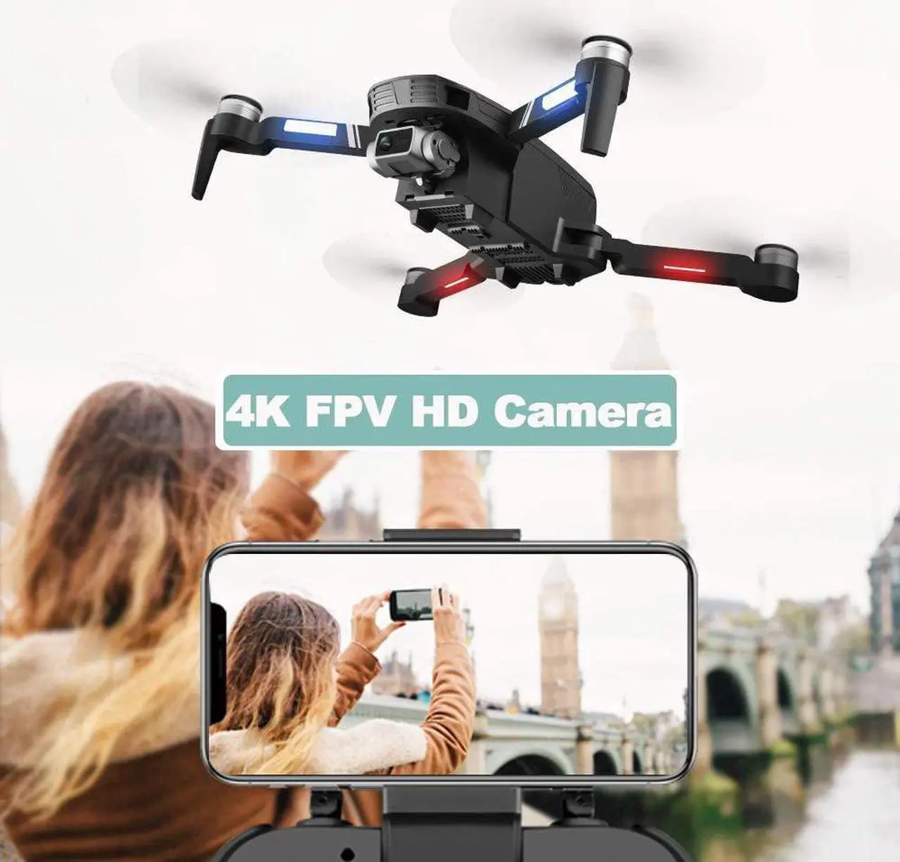 Alt view image 3 of 7 - 4DRC F4 GPS Drone with 4K UHD Camera, 5G WiFi FPV Transmission, Brushless Motor Foldable Quadcopter with 2 Batteries up to 60 minutes flight time + Storage Case