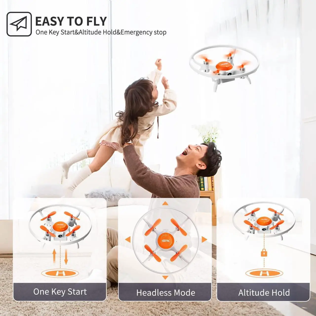 Alt view image 3 of 7 - 4DRC V5-Orange RC Quadcopter Mini Drone with 720P HD Camera FPV Live Video, 2 Batteries 20 Min Indoor Flying Tim e,Beginners,Boys and Girls Toys Gifts