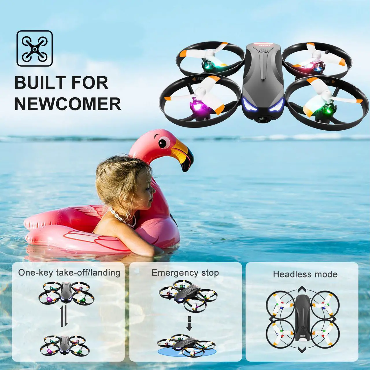 Alt view image 4 of 7 - 4DRC V16 Mini Drone with 1080P Camera for Kids, RC Quadcopter Beginners Toy with colorful LED Lights, 3D Flips, Gesture Selfie, Headless Mode, Altitude Hold, Boys Girls Birthday Gifts