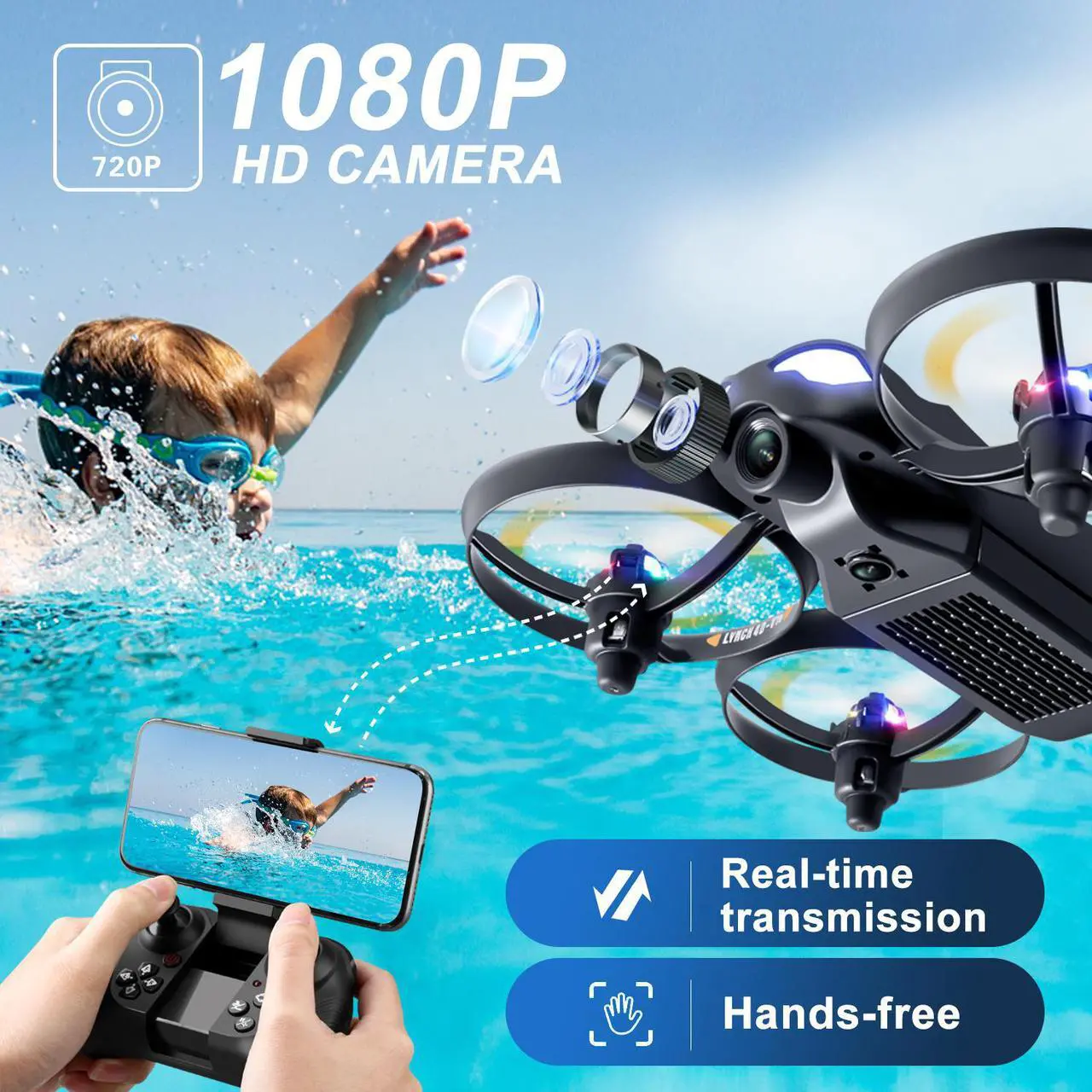 Alt view image 3 of 7 - 4DRC V16 Mini Drone with 1080P Camera for Kids, RC Quadcopter Beginners Toy with colorful LED Lights, 3D Flips, Gesture Selfie, Headless Mode, Altitude Hold, Boys Girls Birthday Gifts