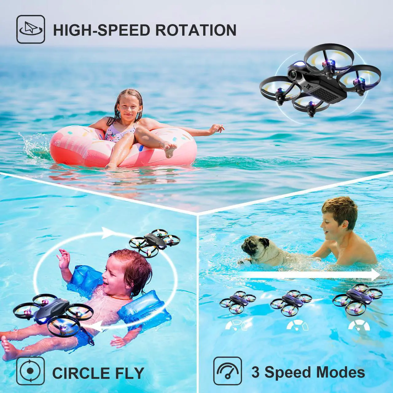 Alt view image 6 of 7 - 4DRC V16 Mini Drone with 1080P Camera for Kids, RC Quadcopter Beginners Toy with colorful LED Lights, 3D Flips, Gesture Selfie, Headless Mode, Altitude Hold, Boys Girls Birthday Gifts