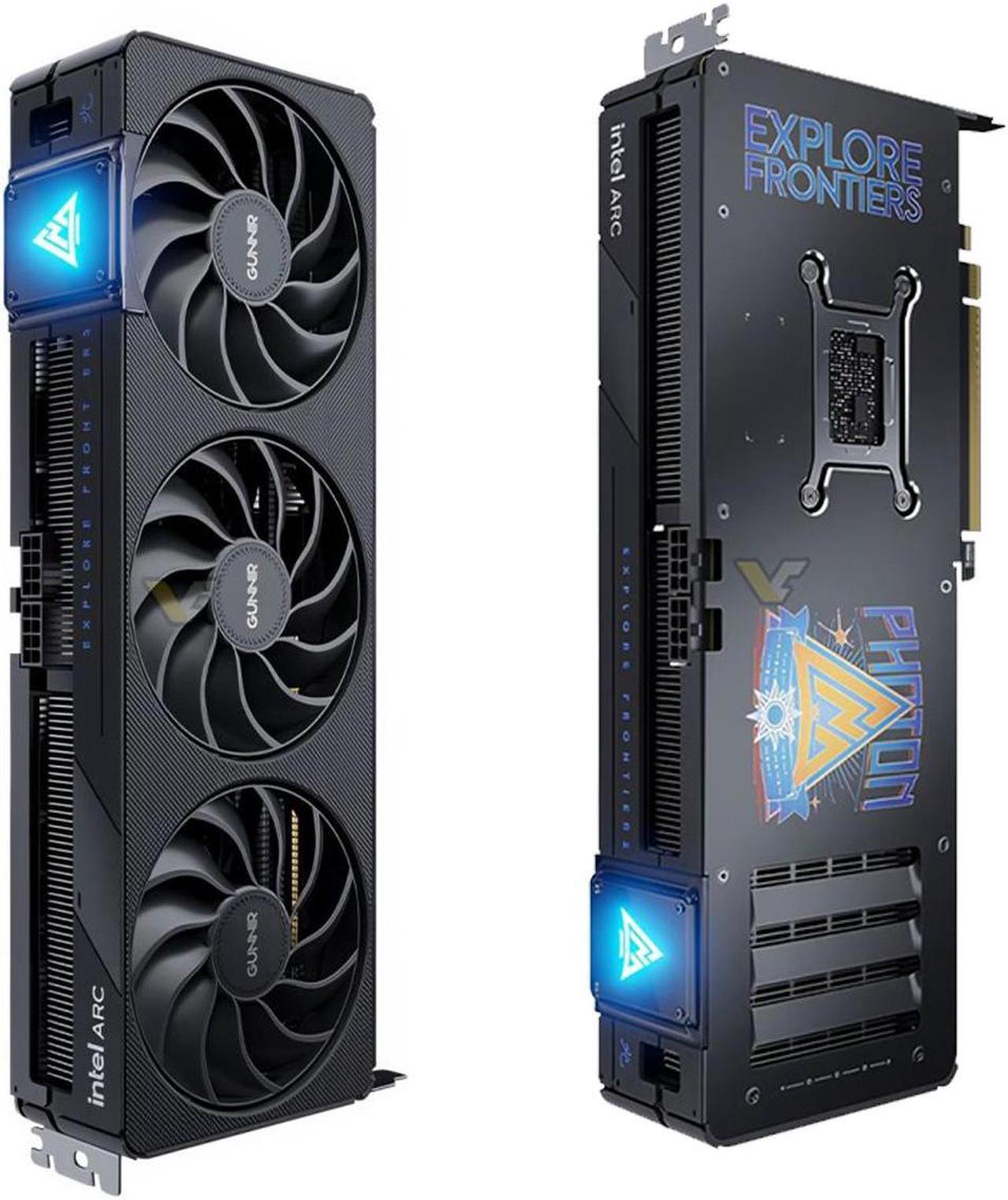 Alt view image 2 of 7 - GUNNIR Intel Arc B580 12GB Photon OC Black GDDR6 2850MHz Triple Fan Graphics Card (192-bit, PCI-Express 4.0 x8, HDMI/DisplayPort, Supports 4k)