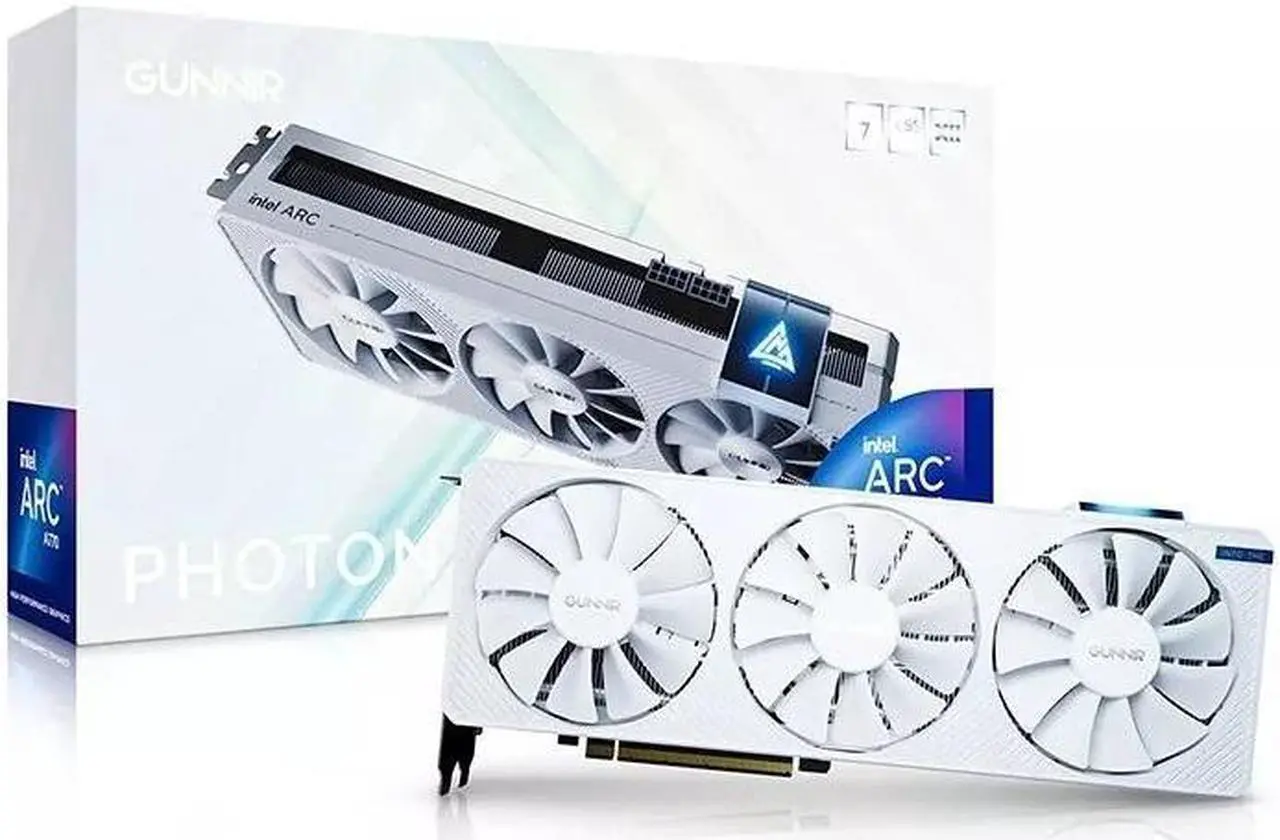 Main image of GUNNIR Intel Arc A770 Photon 16GB OC GDDR6 2400MHz Triple Fan White Graphics Card (256-bit, PCIe 4.0, HDMI/DisplayPort, Supports 4k)