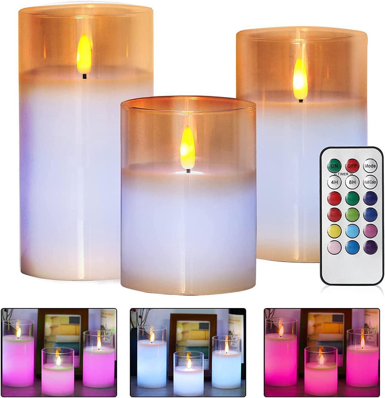 Goldprice LED Candle Lights 3 Pack Flameless Candles Flickering Battery Operated Candles LED Candles Lamp with Remote Control & Timer