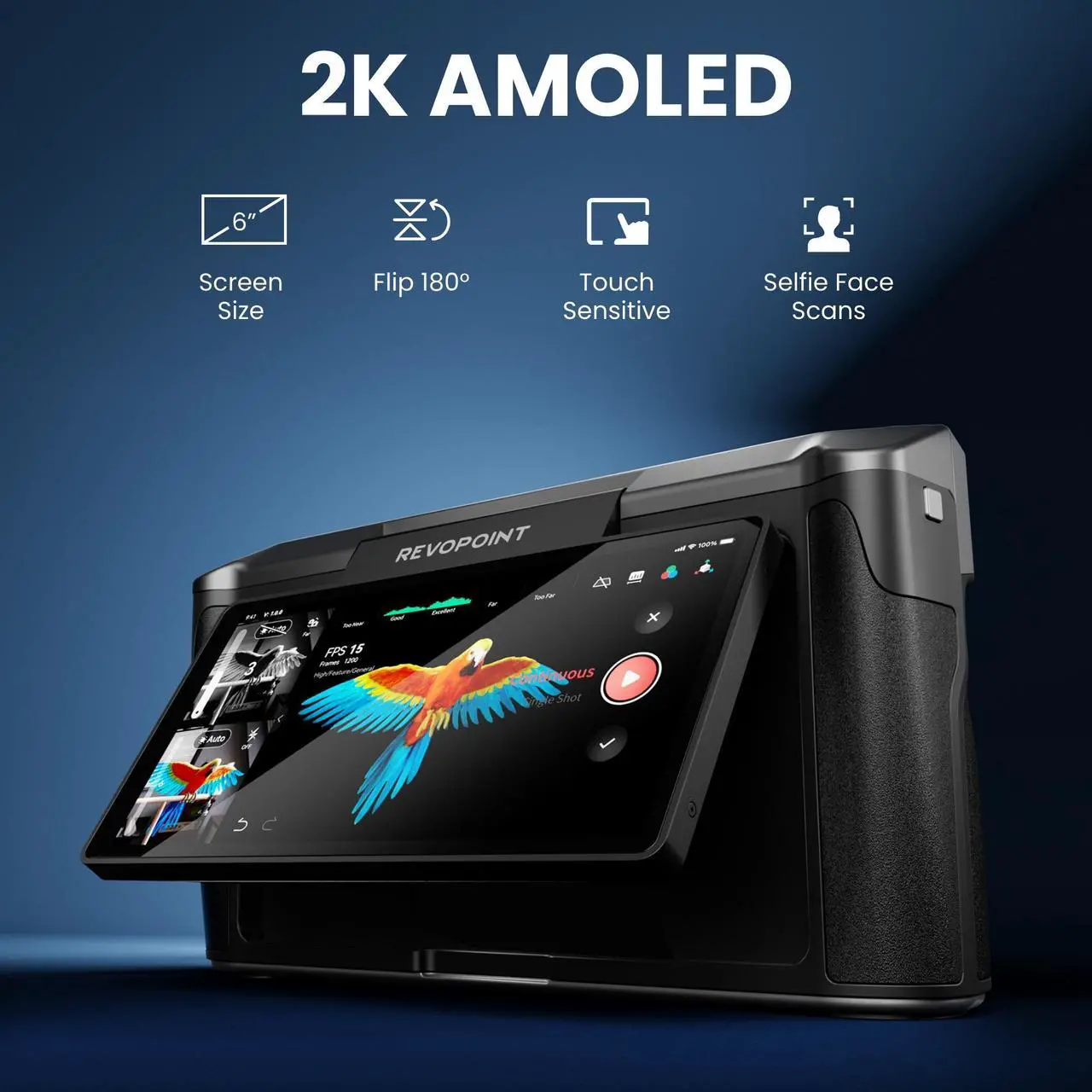 Alt view image 3 of 7 - Revopoint MIRACO PRO 3D Scanner for 3D Printing Handheld, 3D Printer Scanner Wireless 5000mAh Fast Charging Battery, Up to 0.02 mm Precision, Full Color RGB Camera for Small to Large Objects - 32GB RA
