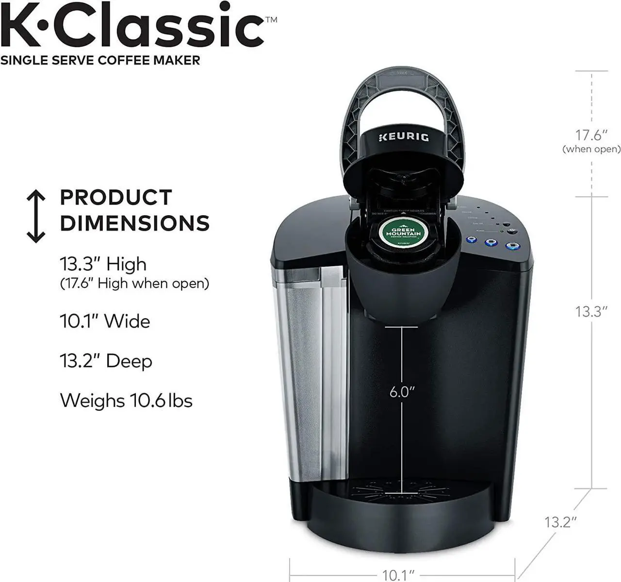 Alt view image 4 of 7 - Keurig K-Classic Coffee Maker K-Cup Pod, Single Serve, Programmable, 6 to 10 oz. Brew Sizes, Black