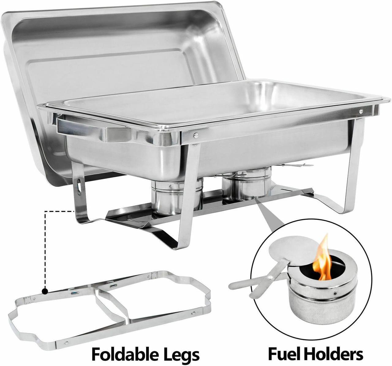 Alt view image 3 of 7 - 6 Pack 8 QT Stainless Steel Chafer Chafing Dish Sets Catering Food Warmer