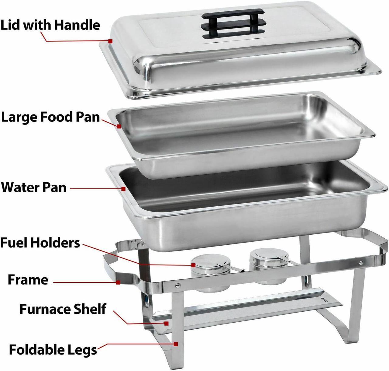 Alt view image 4 of 7 - 6 Pack 8 QT Stainless Steel Chafer Chafing Dish Sets Catering Food Warmer