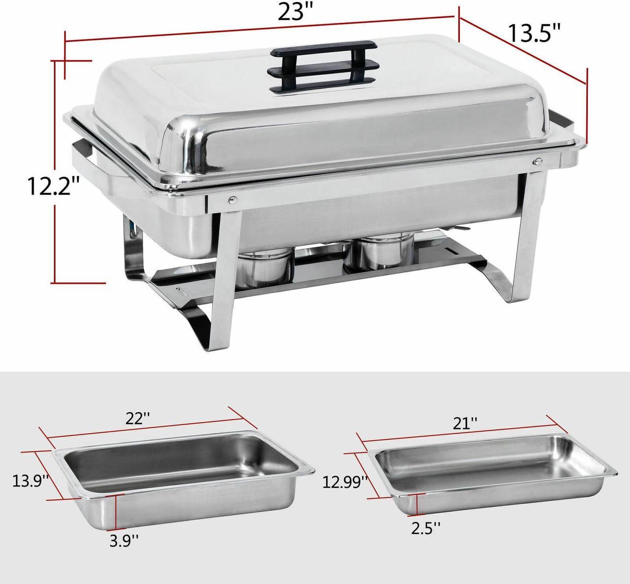 Alt view image 2 of 7 - 6 Pack 8 QT Stainless Steel Chafer Chafing Dish Sets Catering Food Warmer