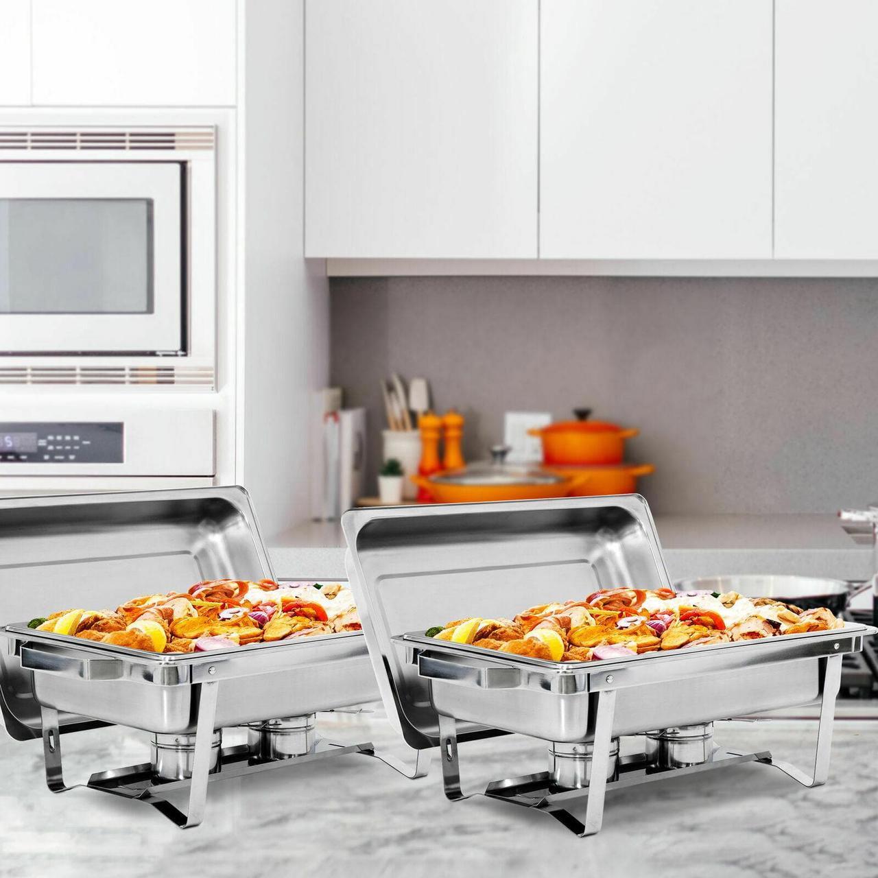 Alt view image 5 of 7 - 6 Pack 8 QT Stainless Steel Chafer Chafing Dish Sets Catering Food Warmer