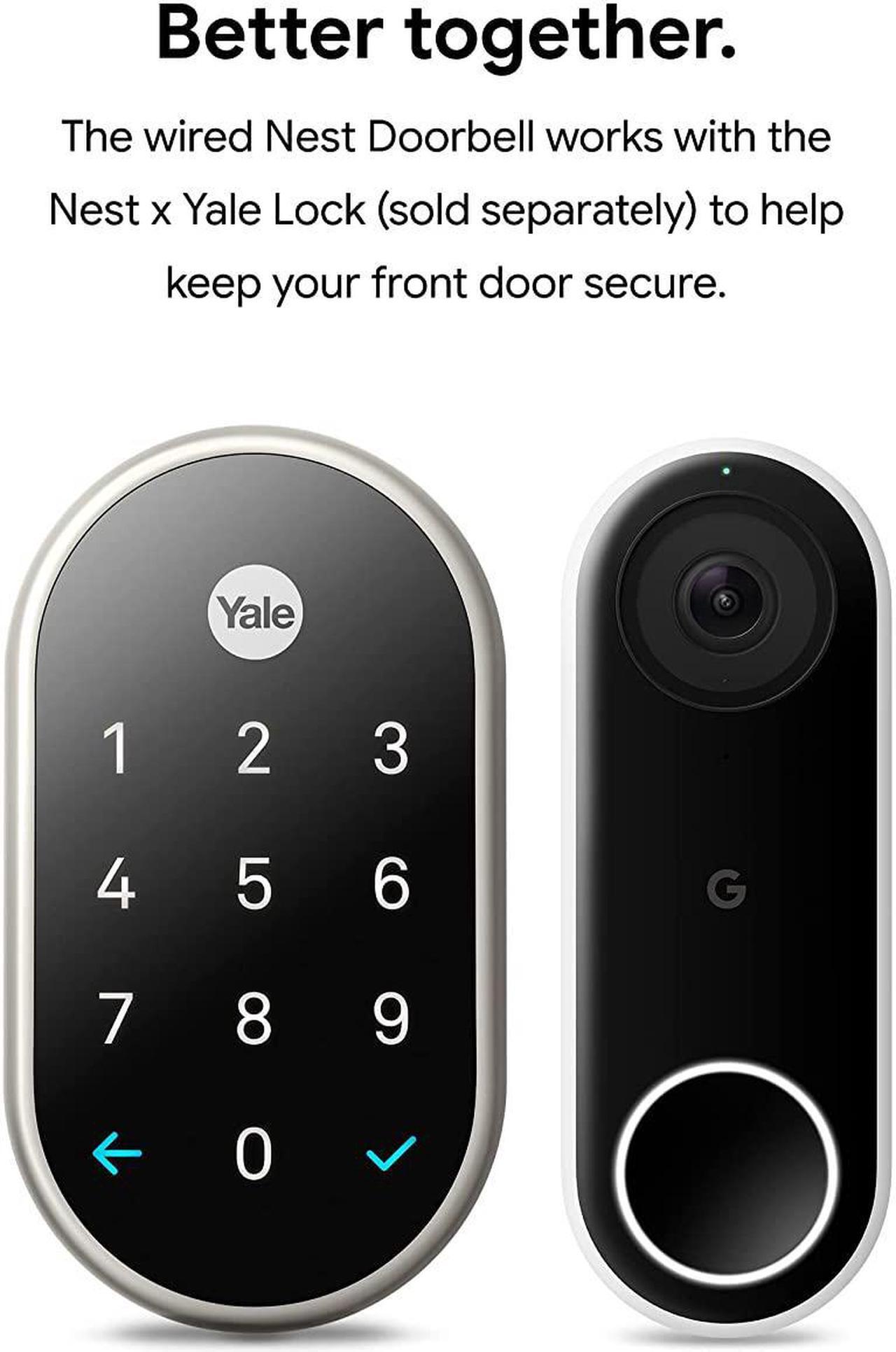 Main image of Google Nest Doorbell (Wired) - Formerly Nest Hello - Video Doorbell with 24/7 Streaming - Smart Doorbell Camera for Home with HDR Video, HD Talk and Listen, Night Vision, and Person Alerts