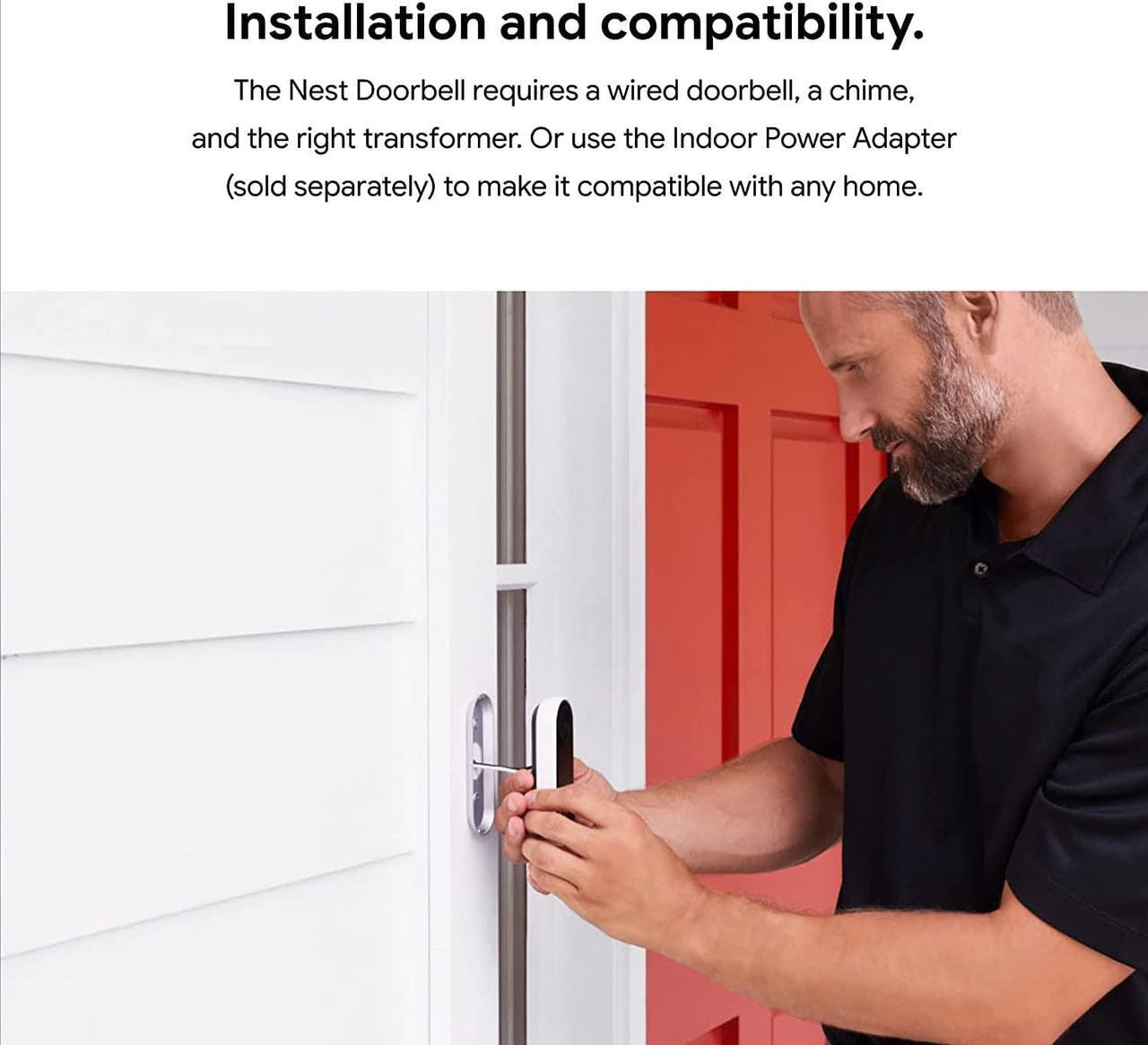 Alt view image 6 of 7 - Google Nest Doorbell (Wired) - Formerly Nest Hello - Video Doorbell with 24/7 Streaming - Smart Doorbell Camera for Home with HDR Video, HD Talk and Listen, Night Vision, and Person Alerts