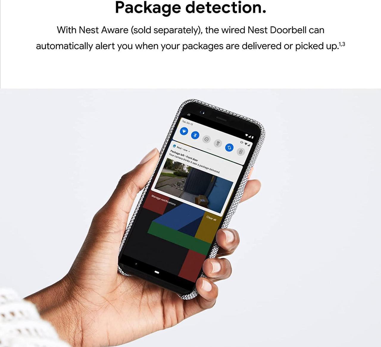 Alt view image 7 of 7 - Google Nest Doorbell (Wired) - Formerly Nest Hello - Video Doorbell with 24/7 Streaming - Smart Doorbell Camera for Home with HDR Video, HD Talk and Listen, Night Vision, and Person Alerts