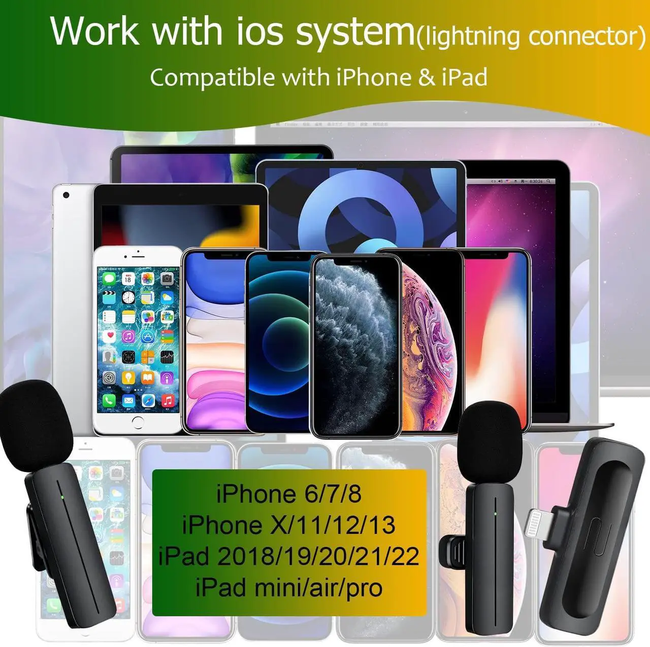 Alt view image 5 of 7 - 2 Pack Wireless Mini Lavalier Lapel Microphone for iPhone,iPad - Cordless Double Mics Plug and Pick-up 2.4G Ultra-Low Delay Built-in Noise Reduction Chip 5H Long Working Time for Two-Person Creator