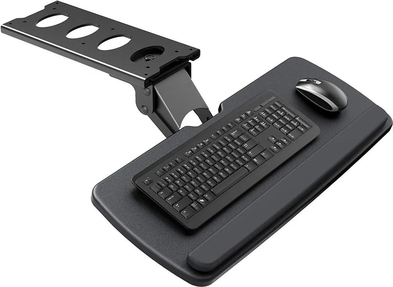 Alt view image 2 of 7 - Keyboard Tray Under Desk, 360 Adjustable Ergonomic Sliding Keyboard & Mouse Tray, 25" W x 9.8" D, Black