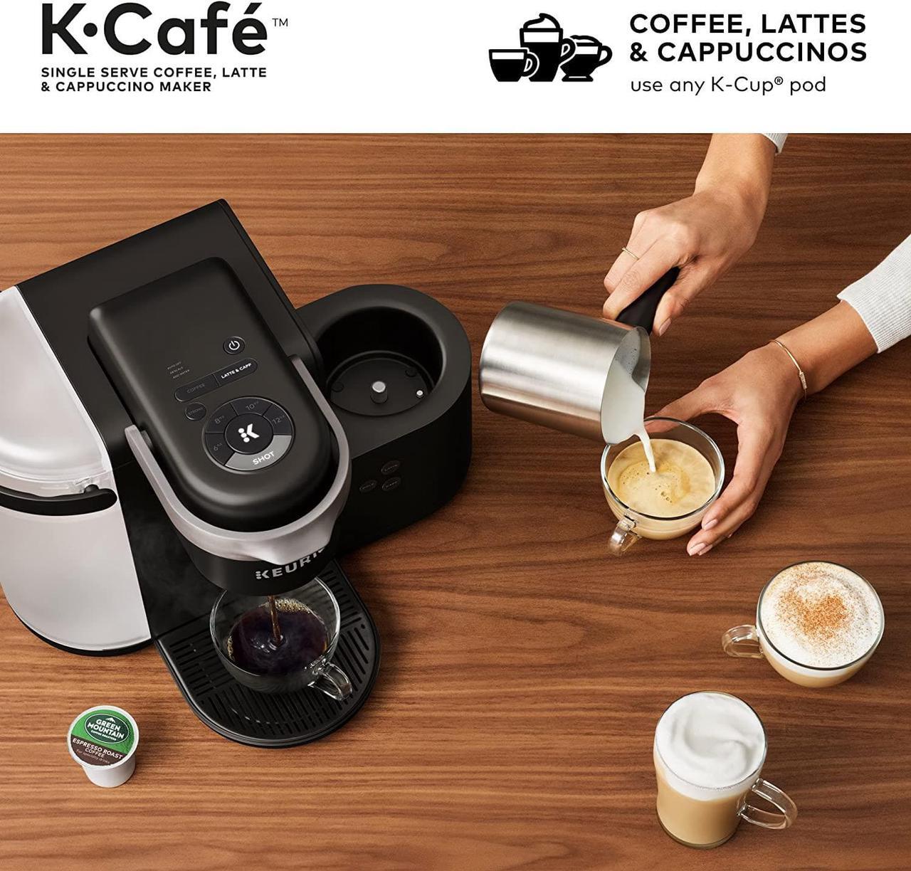 Alt view image 2 of 7 - Keurig K-Cafe Single-Serve K-Cup Coffee Maker, Latte Maker and Cappuccino Maker, Comes with Dishwasher Safe Milk Frother, Coffee Shot Capability, Compatible With all Keurig K-Cup Pods, Dark Charcoal