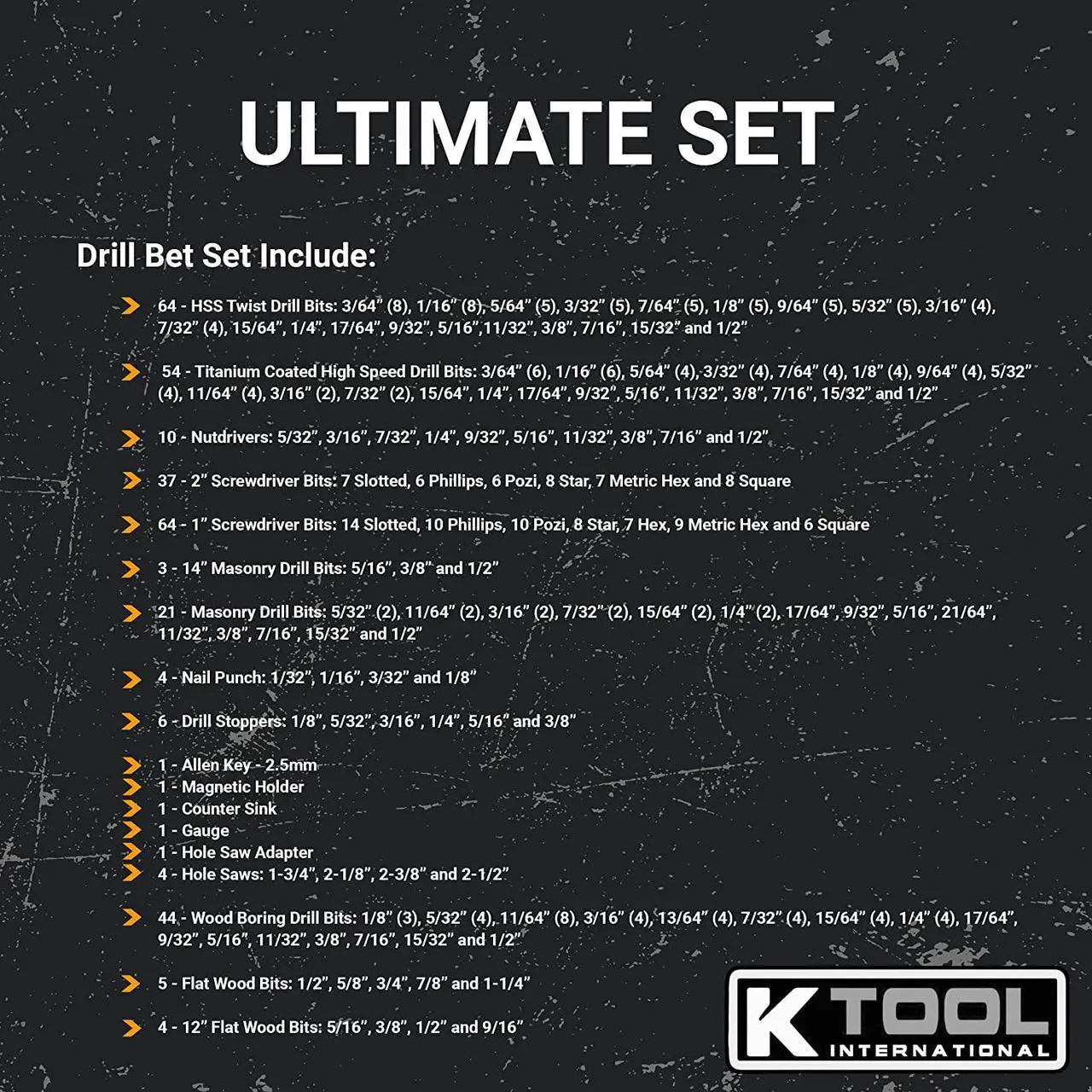 Alt view image 3 of 6 - Drill Bit Set Portable Tool Storage 326 Piece Set Drill Accessories with Case, Folding Trays, Portable Carrying Case, Easy Organization; KTI10330