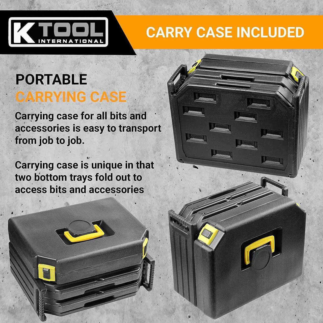 Alt view image 4 of 6 - Drill Bit Set Portable Tool Storage 326 Piece Set Drill Accessories with Case, Folding Trays, Portable Carrying Case, Easy Organization; KTI10330