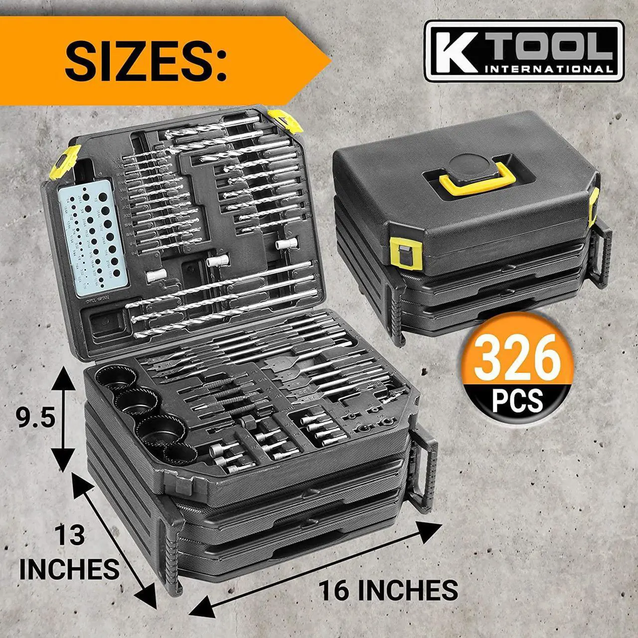 Alt view image 5 of 6 - Drill Bit Set Portable Tool Storage 326 Piece Set Drill Accessories with Case, Folding Trays, Portable Carrying Case, Easy Organization; KTI10330