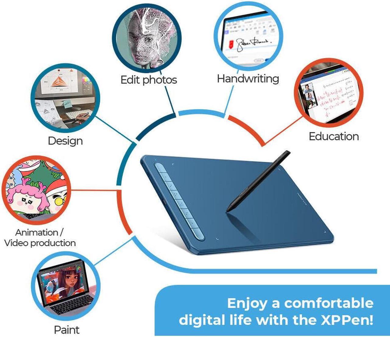 Alt view image 3 of 7 - XP-Pen Deco MW Bluetooth Graphics Drawing Tablet X3 Smart Stylus Tilt 8192 Blue