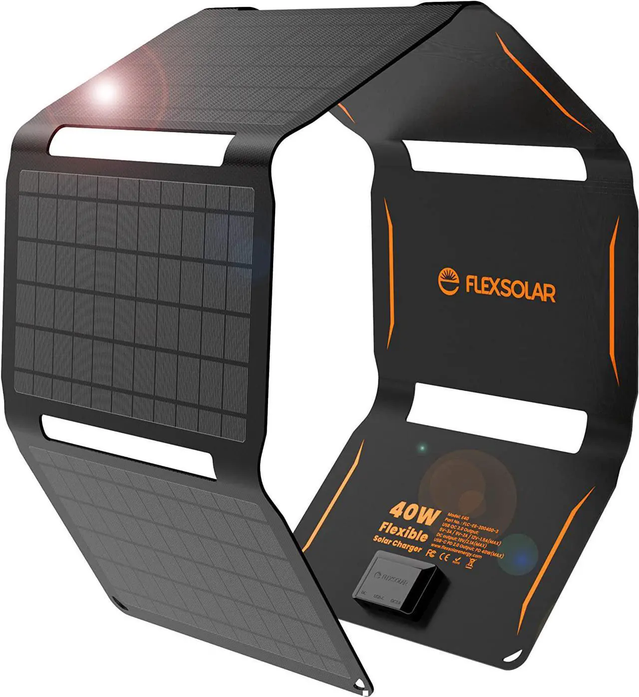 Main image of FlexSolar 40W Portable Solar Charger, Foldable QC3.0 USB-C DC Output Ports Solar Panel Charger for Camping IP67 Waterproof Compatible with iPhone 13/12/11/Xs/X/8/7,iPad,Samsung Galaxy LG etc