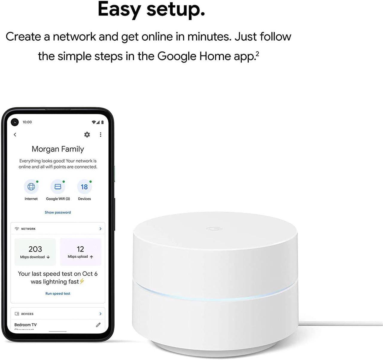 Alt view image 4 of 7 - Google Wifi - AC1200 - Mesh WiFi System - Wifi Router - 4500 Sq Ft Coverage - 3 pack