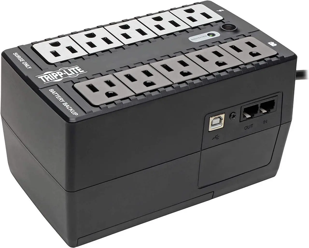 Main image of Tripp Lite 550VA UPS Desktop Battery Back Up, 8 Outlet, 300W 120V Standby, Ultra-Compact, USB