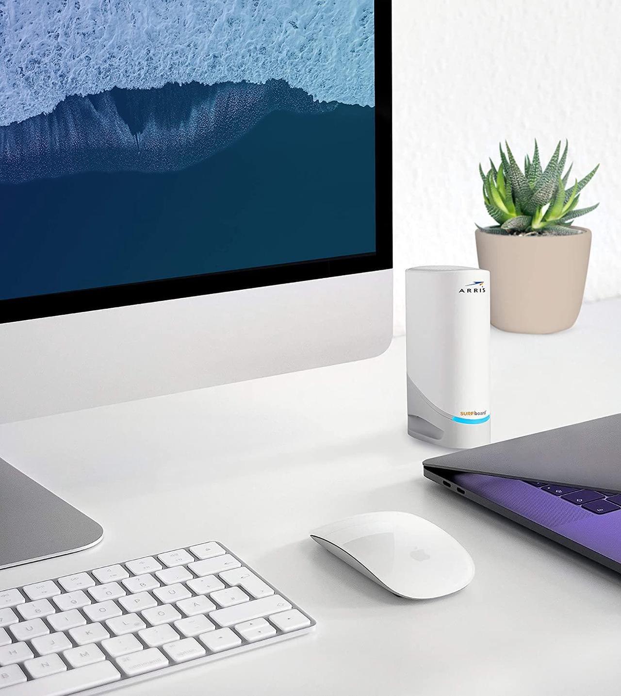 Alt view image 4 of 6 - ARRIS Surfboard S33 DOCSIS 3.1 Multi-Gigabit Cable Modem | Approved for Comcast Xfinity, Cox, Spectrum & More | 1 & 2.5 Gbps Ports | 2.5 Gbps Max Internet Speeds | 4 OFDM Channels