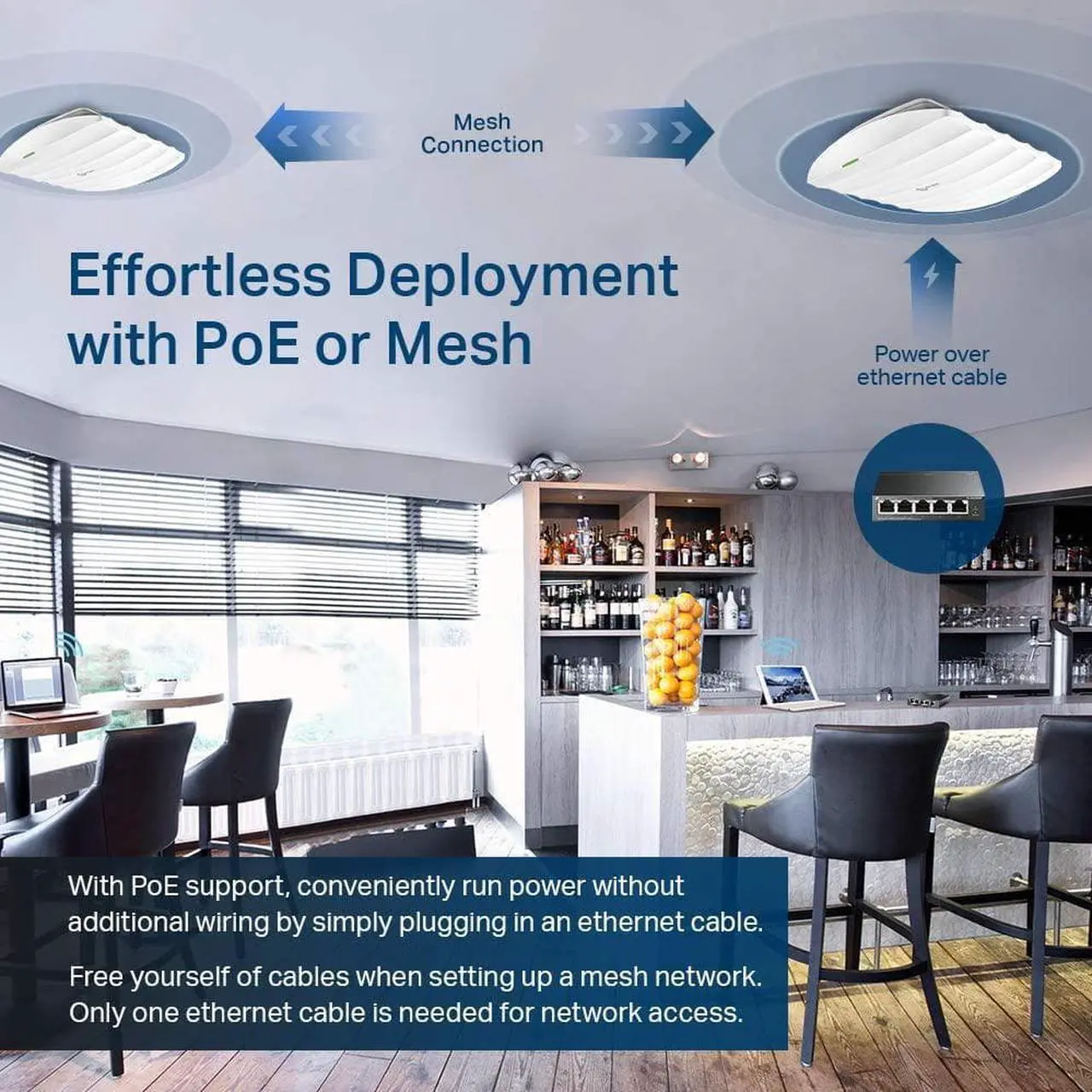 Alt view image 5 of 7 - TP-Link EAP225 V3 | Omada AC1350 Gigabit Wireless Access Point | Business WiFi Solution w/ Mesh Support, Seamless Roaming & MU-MIMO | PoE Powered | SDN Integrated | Cloud Access & Omada App | White