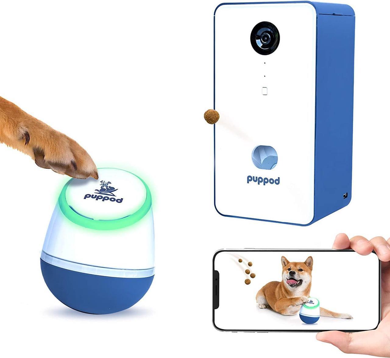 Main image of PupPod Rocker Training Treat Tossing Camera Dispenser & Puzzle Dog Toy  Dispenses Dog Treats  Puppy Treat Game  Electronic Pet Training Tool for Use with Smartphones