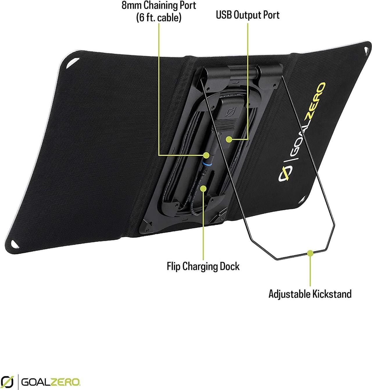 Alt view image 5 of 6 - Nomad 20, Foldable Monocrystalline 20 Watt Solar Panel with 8mm + USB Port, Portable Solar Panel Charger. Lightweight 18-22V 20W Solar Panel Charger with Adjustable Kickstand