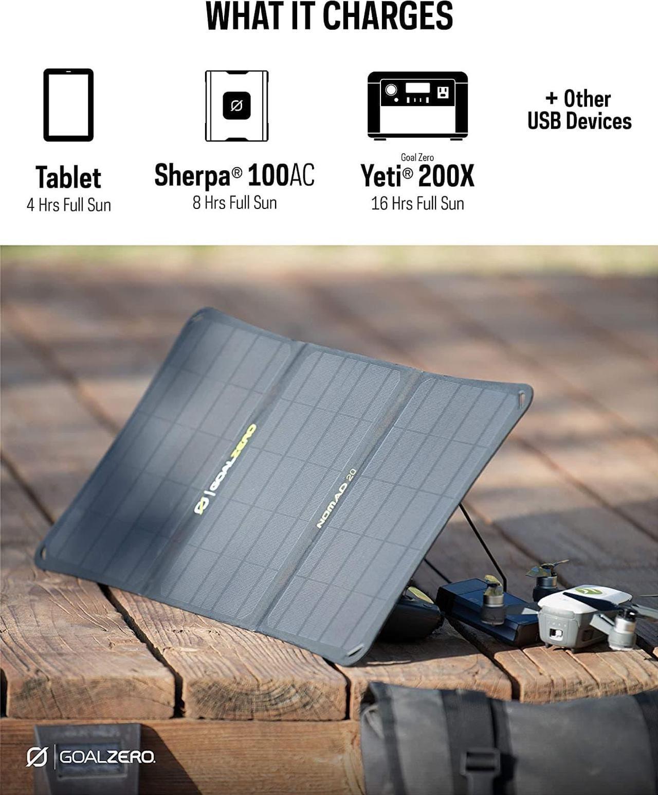 Alt view image 4 of 6 - Nomad 20, Foldable Monocrystalline 20 Watt Solar Panel with 8mm + USB Port, Portable Solar Panel Charger. Lightweight 18-22V 20W Solar Panel Charger with Adjustable Kickstand