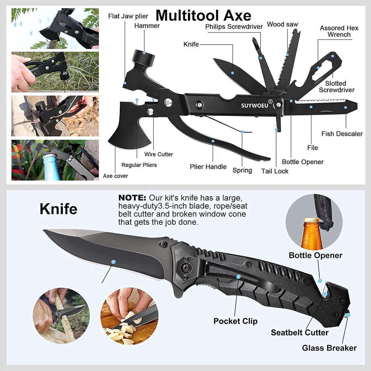 Alt view image 3 of 7 - Gifts for Men Dad Husband Fathers Day, Survival Gear and Equipment kit 21 in 1, Professional Cool Gadgets Stuff Tactical Tool, Gift Ideas for Him Teenage Boy Emergency Hunting Outdoors Camping Hiking