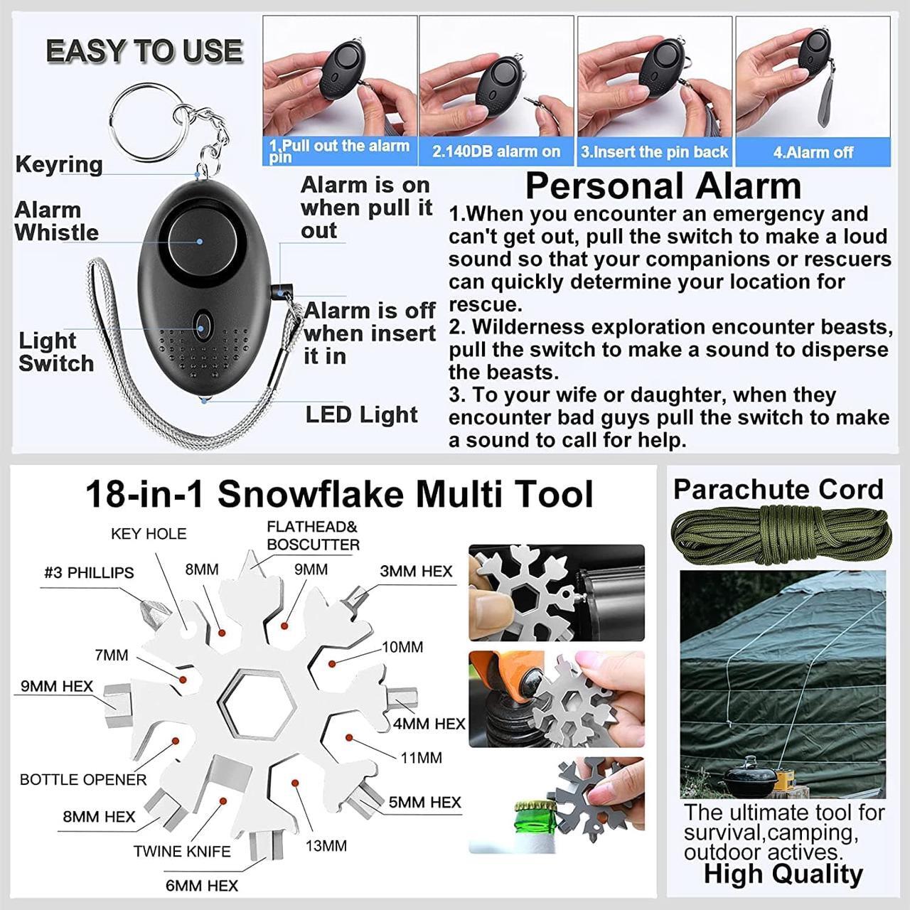 Alt view image 4 of 7 - Gifts for Men Dad Husband Fathers Day, Survival Gear and Equipment kit 21 in 1, Professional Cool Gadgets Stuff Tactical Tool, Gift Ideas for Him Teenage Boy Emergency Hunting Outdoors Camping Hiking