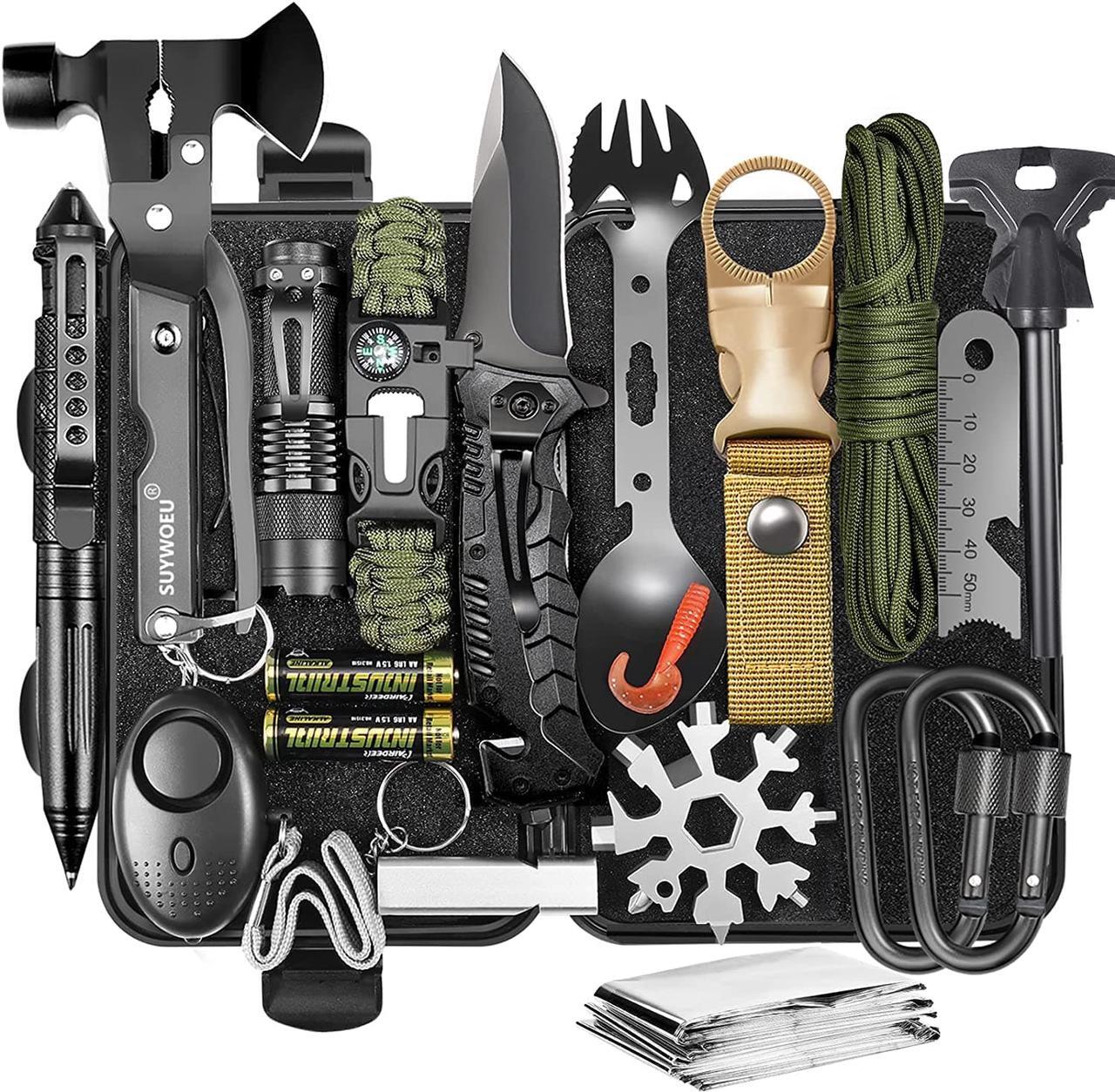 Main image of Gifts for Men Dad Husband Fathers Day, Survival Gear and Equipment kit 21 in 1, Professional Cool Gadgets Stuff Tactical Tool, Gift Ideas for Him Teenage Boy Emergency Hunting Outdoors Camping Hiking