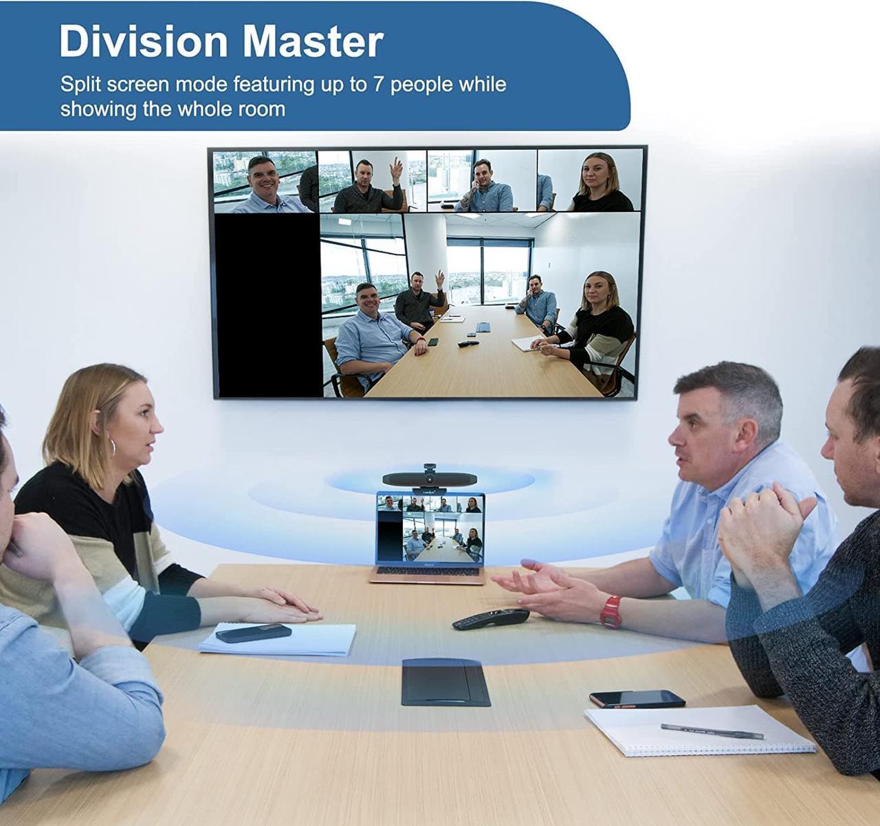 Alt view image 5 of 7 - Video Conference Camera - 4K Webcam, Smart Gesture-Control Focus, AI Auto-framing w/ 110° FoV, Noise Reduction & Echo Cancellation 6 Microphones, for Video Conferencing Streaming