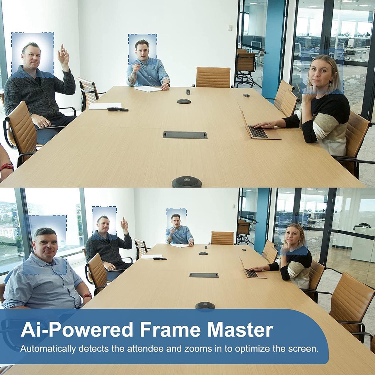 Alt view image 3 of 7 - Video Conference Camera - 4K Webcam, Smart Gesture-Control Focus, AI Auto-framing w/ 110° FoV, Noise Reduction & Echo Cancellation 6 Microphones, for Video Conferencing Streaming