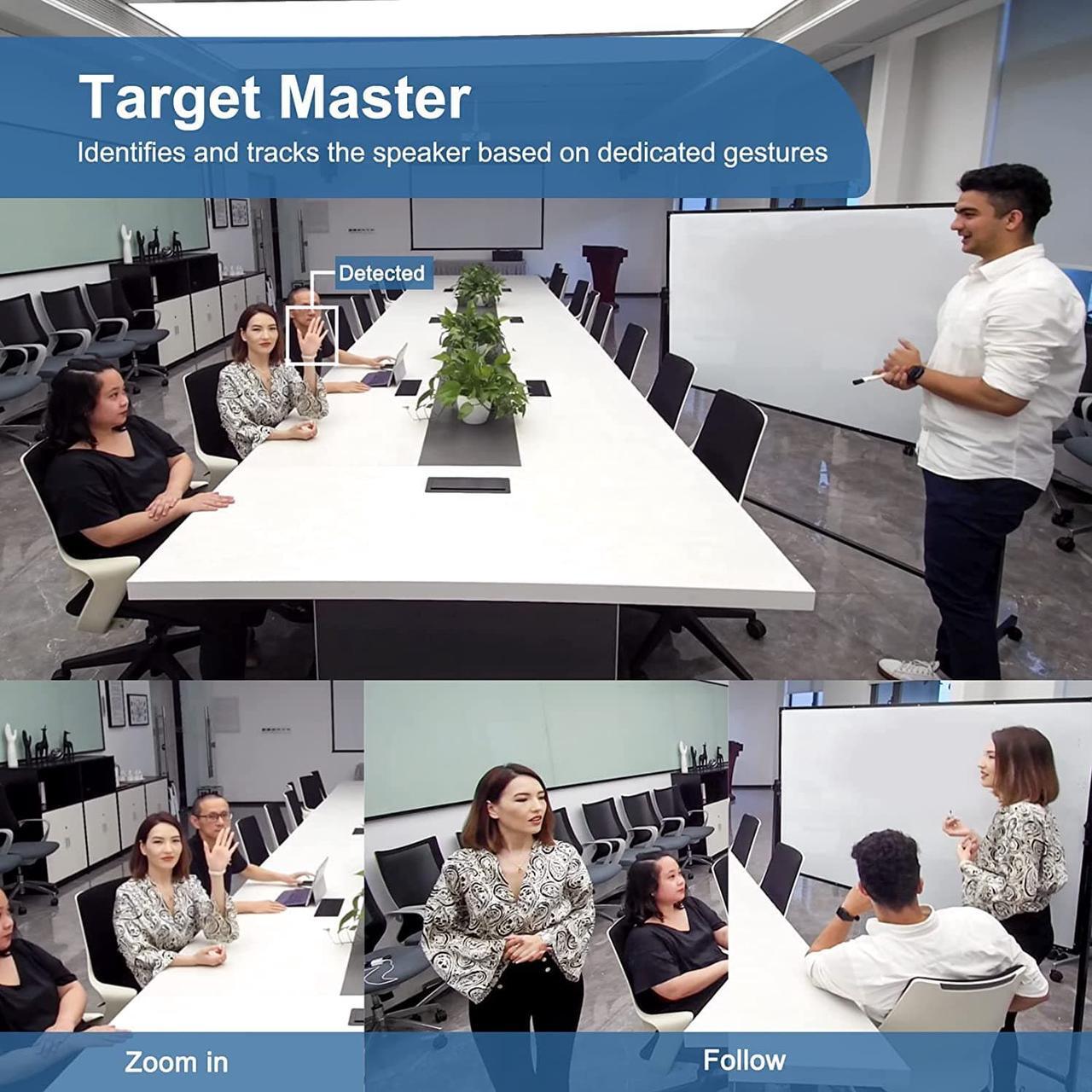 Alt view image 2 of 7 - Video Conference Camera - 4K Webcam, Smart Gesture-Control Focus, AI Auto-framing w/ 110° FoV, Noise Reduction & Echo Cancellation 6 Microphones, for Video Conferencing Streaming