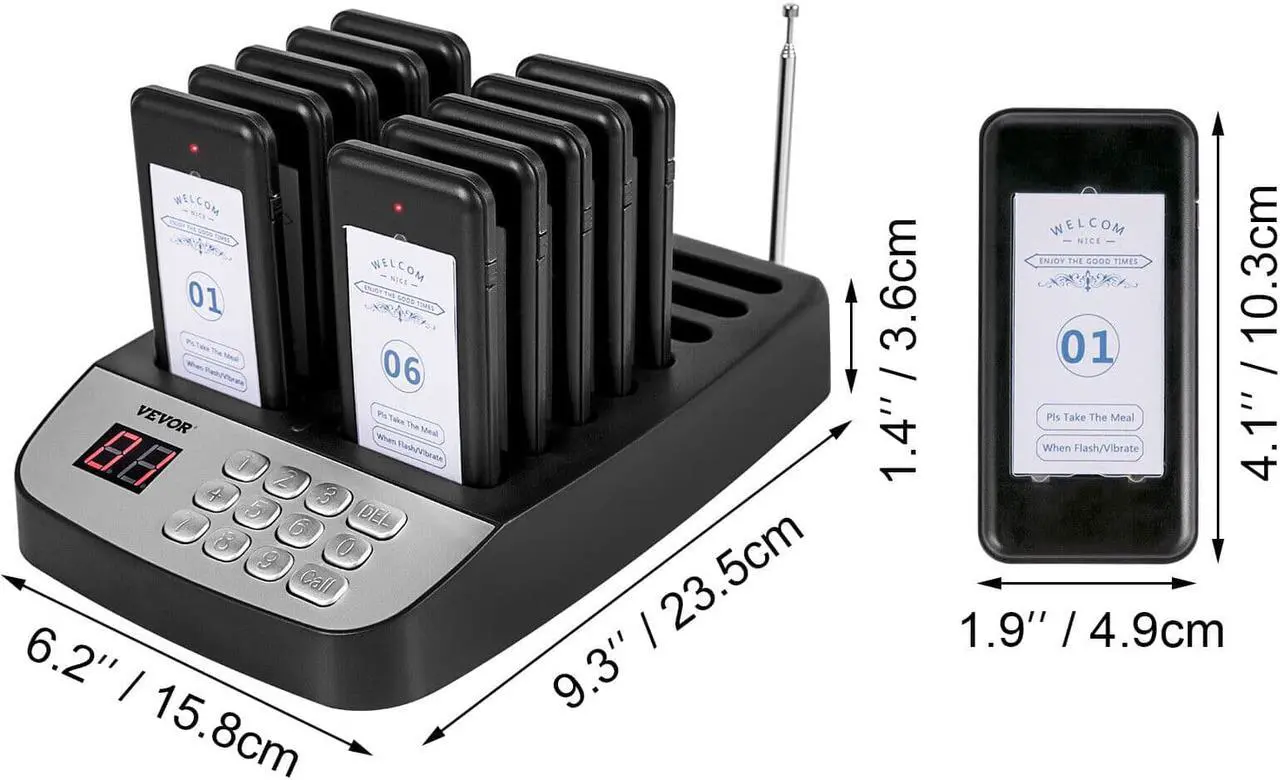 Alt view image 5 of 6 - VEVOR F100 Restaurant Pagers 10 Coasters Paging System Wireless for Restaurants