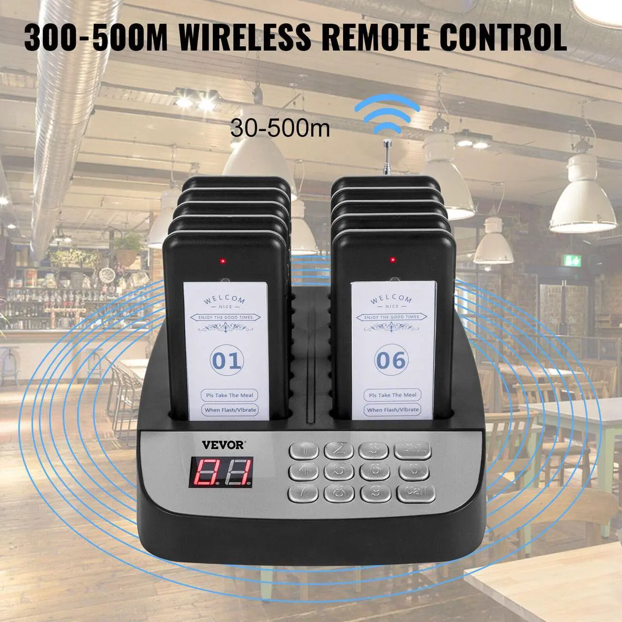 Alt view image 2 of 6 - VEVOR F100 Restaurant Pagers 10 Coasters Paging System Wireless for Restaurants