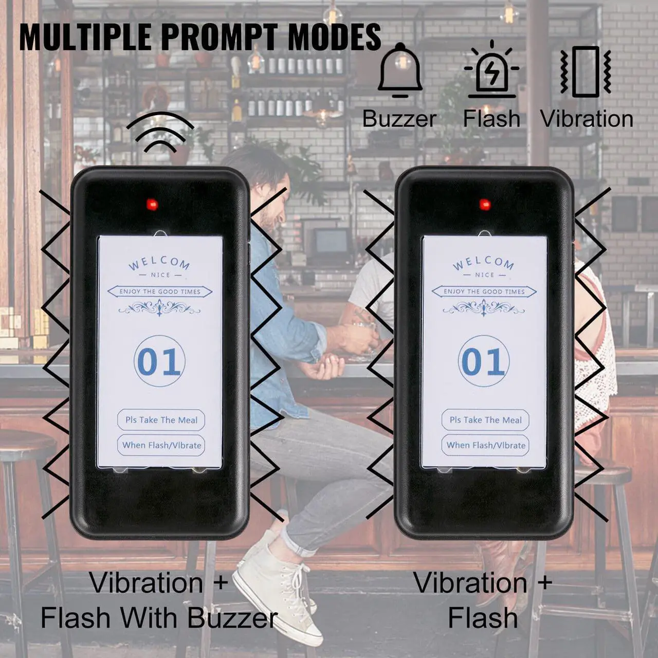 Alt view image 3 of 6 - VEVOR F100 Restaurant Pagers 10 Coasters Paging System Wireless for Restaurants