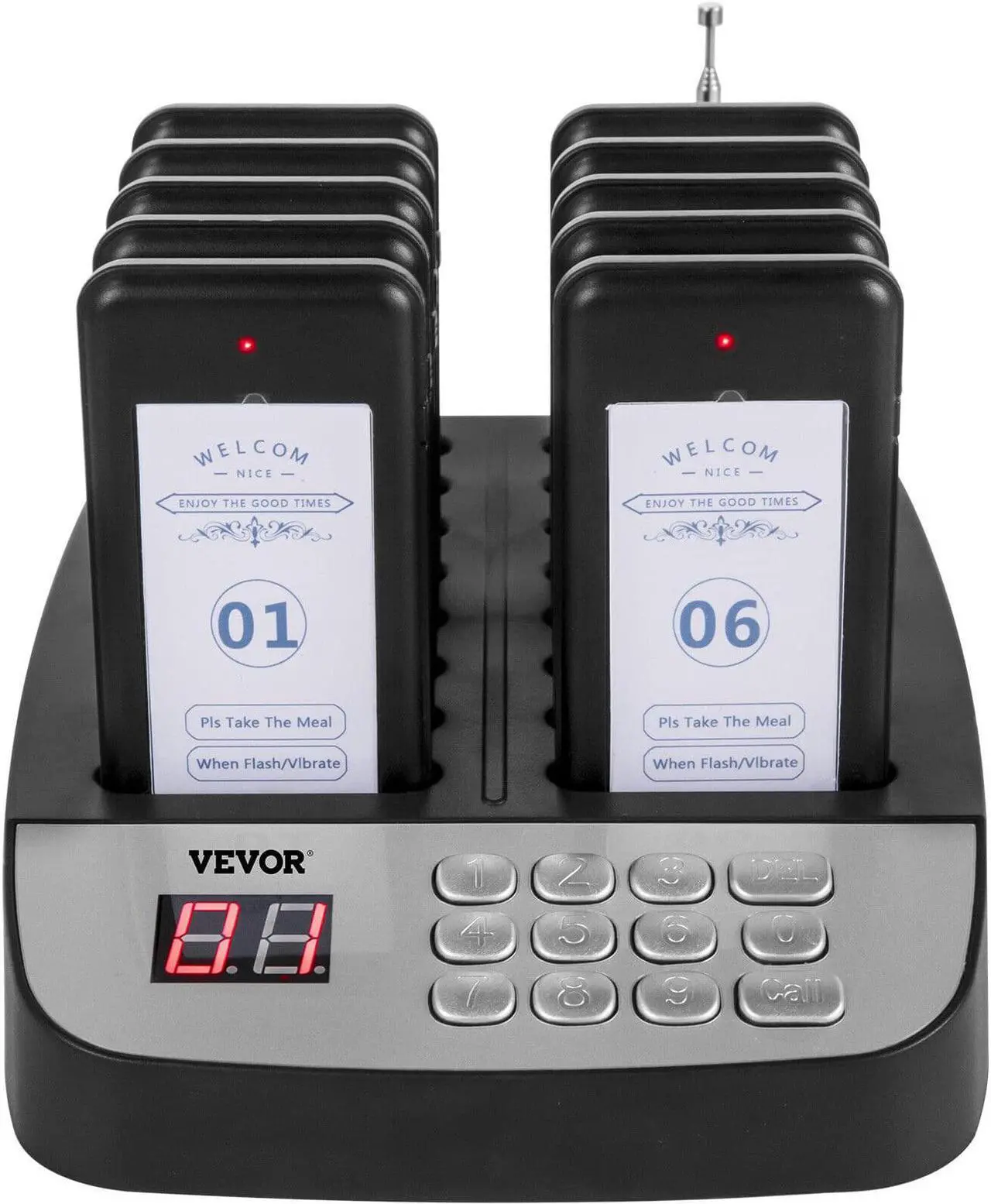 Alt view image 6 of 6 - VEVOR F100 Restaurant Pagers 10 Coasters Paging System Wireless for Restaurants